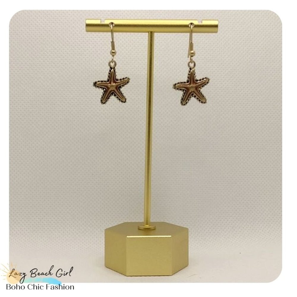 METAL ENAMEL STARFISH EARRINGS